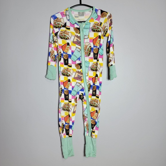 Taco Bell Bamboo Viscose Zippy Pajamas 6-12M Rainbow Checkered Romper Footie - Picture 2 of 6